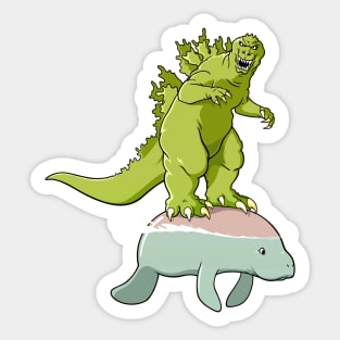 Godzilla on a Manatee Sticker